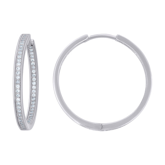 Sterling Silver Womens Cubic-Zirconia Single Row Endless Hoop Earrings
