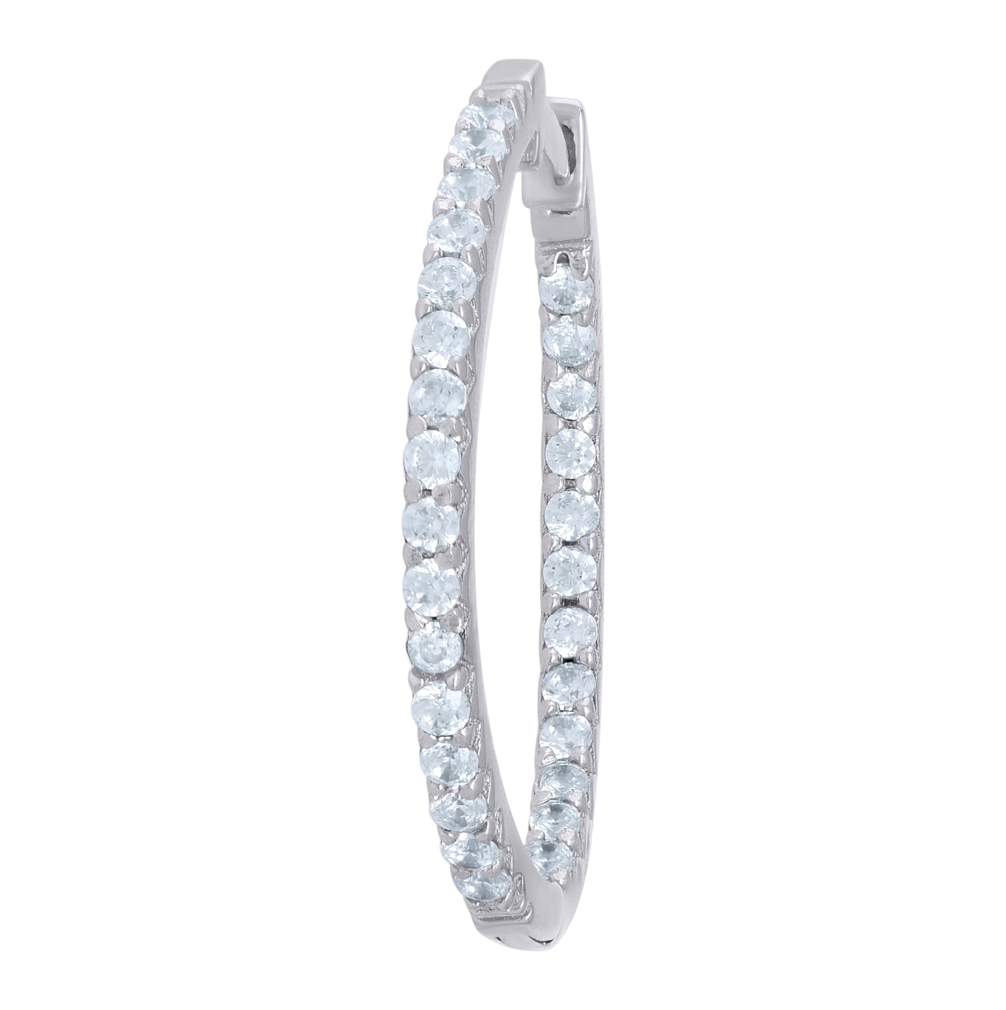 Sterling Silver Womens Cubic-Zirconia Single Row Endless Hoop Earrings