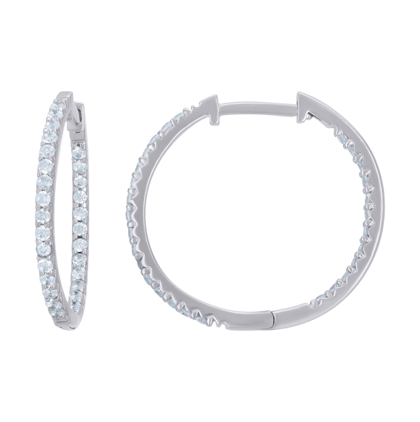 Sterling Silver Womens Cubic-Zirconia Single Row Endless Hoop Earrings