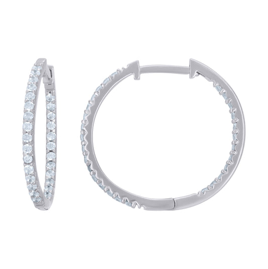 Sterling Silver Womens Cubic-Zirconia Single Row Endless Hoop Earrings