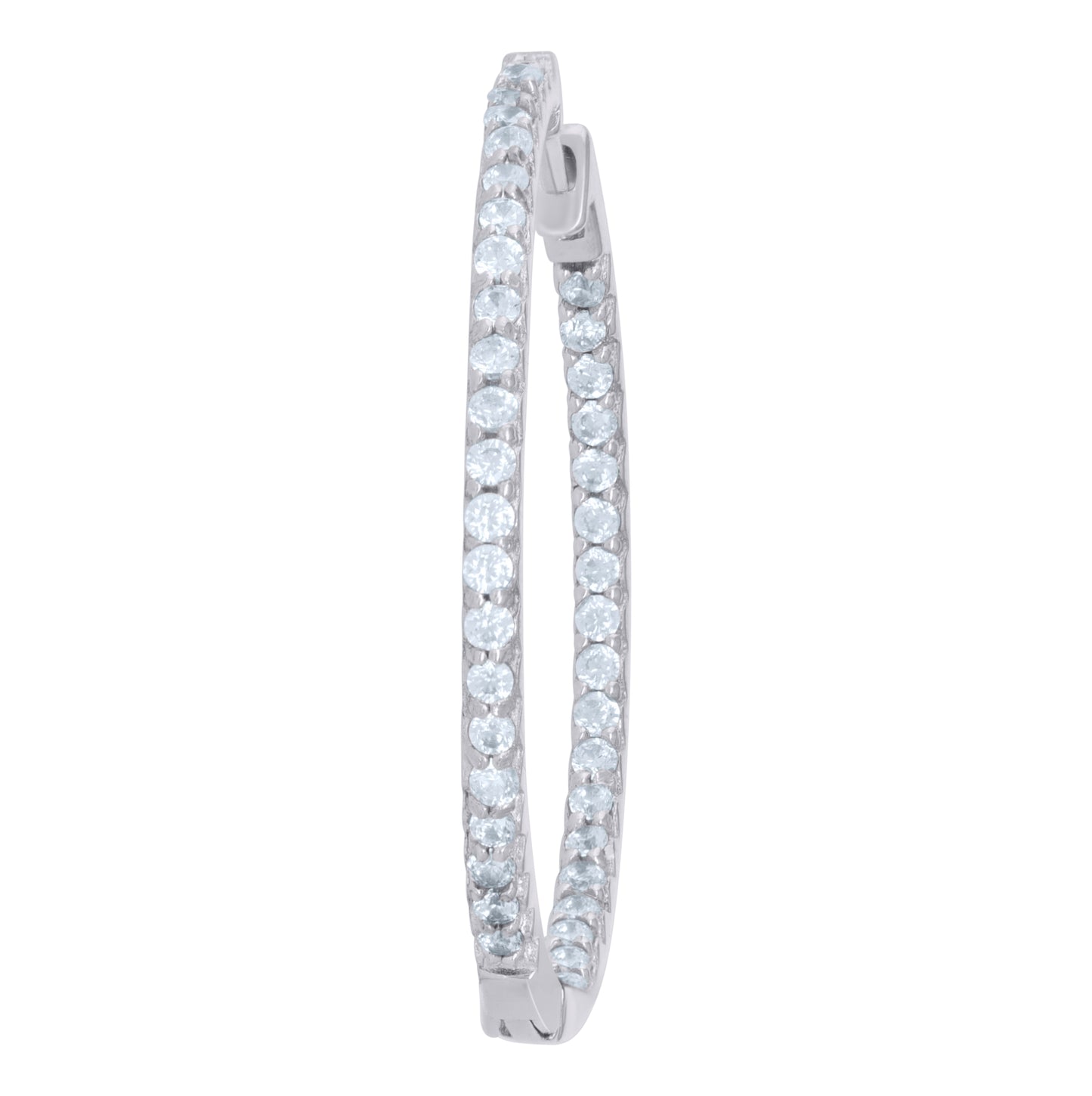 Sterling Silver Womens Cubic-Zirconia Single Row Endless Hoop Earrings
