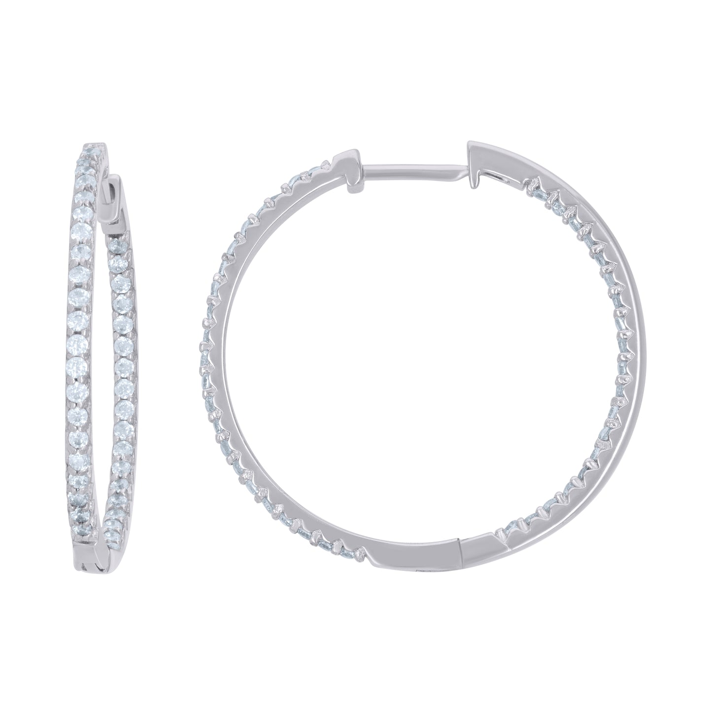 Sterling Silver Womens Cubic-Zirconia Single Row Endless Hoop Earrings