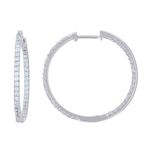 Sterling Silver Womens Cubic-Zirconia Single Row Endless Hoop Earrings