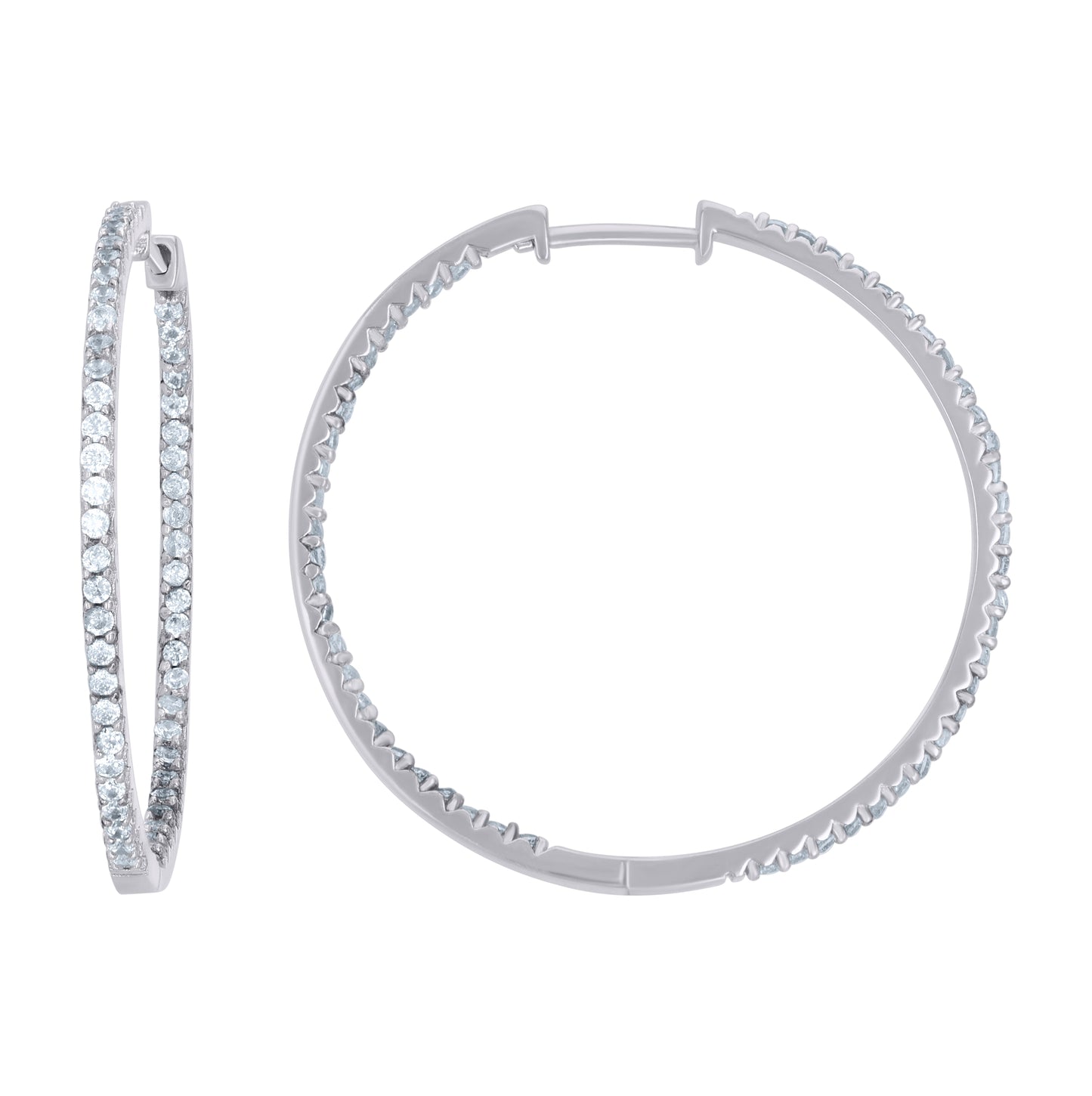Sterling Silver Womens Cubic-Zirconia Single Row Endless Hoop Earrings