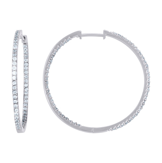 Sterling Silver Womens Cubic-Zirconia Single Row Endless Hoop Earrings