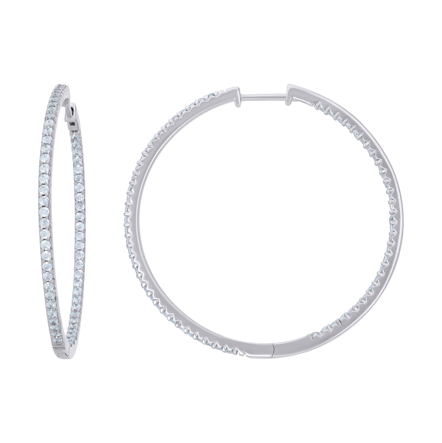 Sterling Silver Womens Cubic-Zirconia Single Row Endless Hoop Earrings