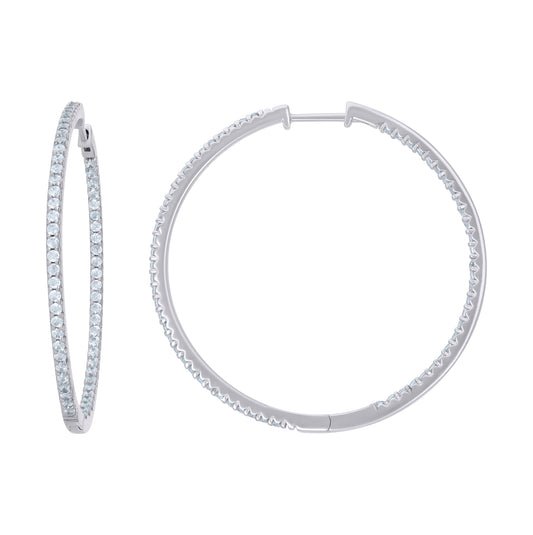 Sterling Silver Womens Cubic-Zirconia Single Row Endless Hoop Earrings