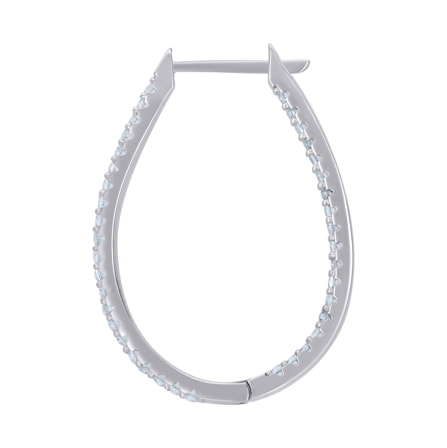 Sterling Silver Womens Cubic-Zirconia Single Row Hoop Earrings