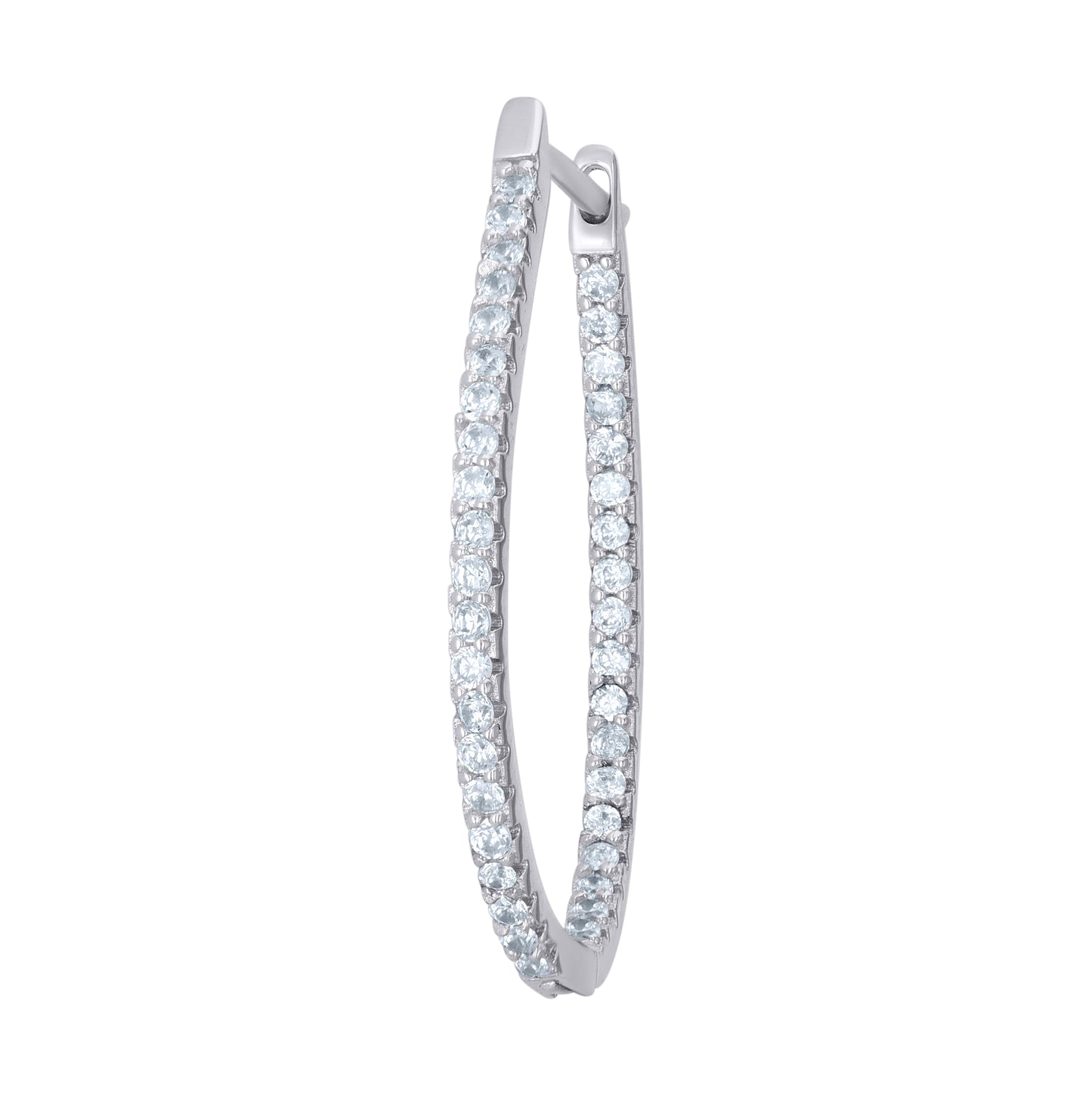 Sterling Silver Womens Cubic-Zirconia Single Row Hoop Earrings