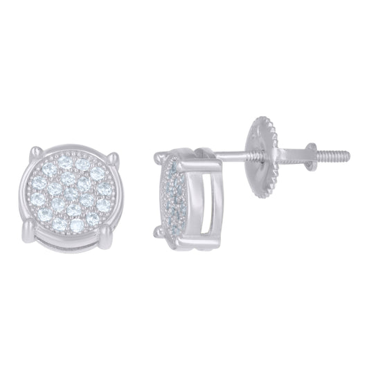 Sterling Silver Or Yellow-Tone Mens Cubic-Zirconia Fashion Stud Earrings