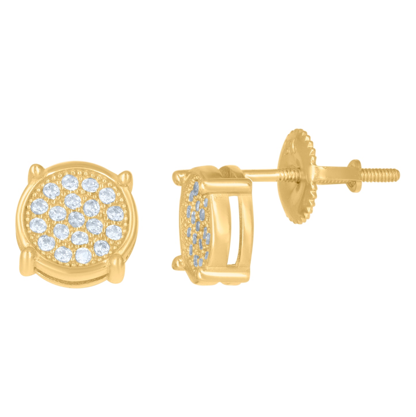 Sterling Silver Or Yellow-Tone Mens Cubic-Zirconia Fashion Stud Earrings