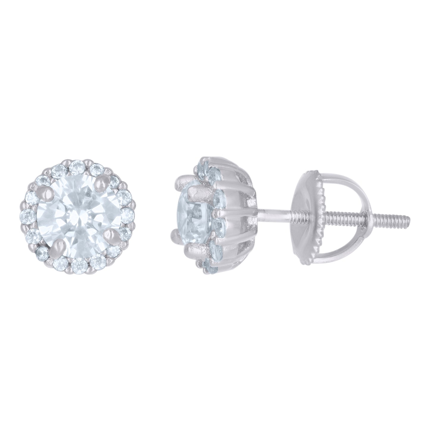 Sterling Silver Or Yellow-Tone Womens Cubic-Zirconia Round Fashion Stud Earrings