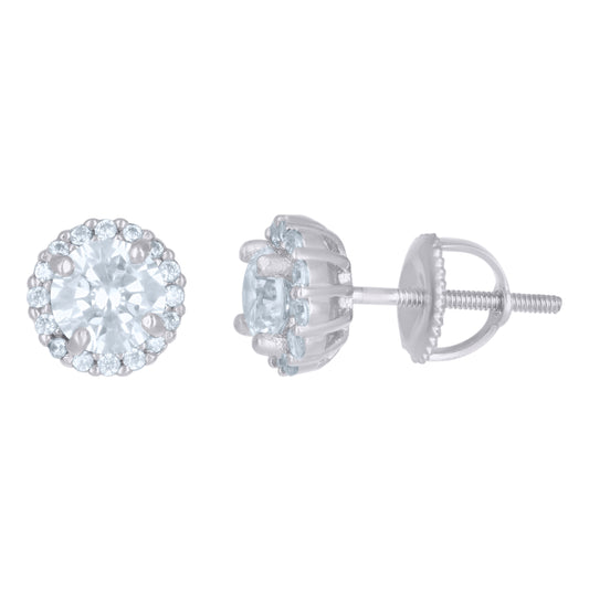 Sterling Silver Or Yellow-Tone Womens Cubic-Zirconia Round Fashion Stud Earrings