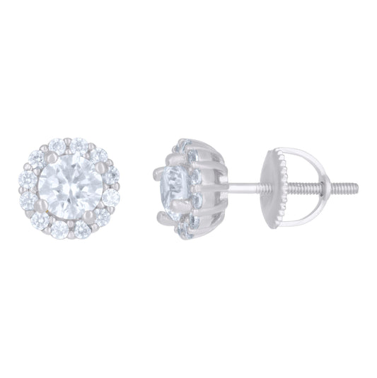Sterling Silver Or Yellow-Tone Womens Cubic-Zirconia Round Fashion Stud Earrings