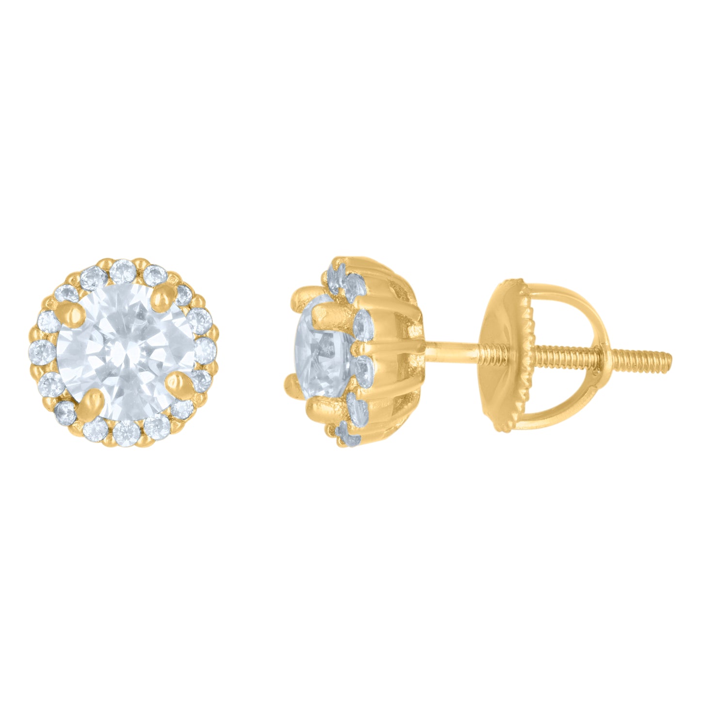 Sterling Silver Or Yellow-Tone Womens Cubic-Zirconia Round Fashion Stud Earrings
