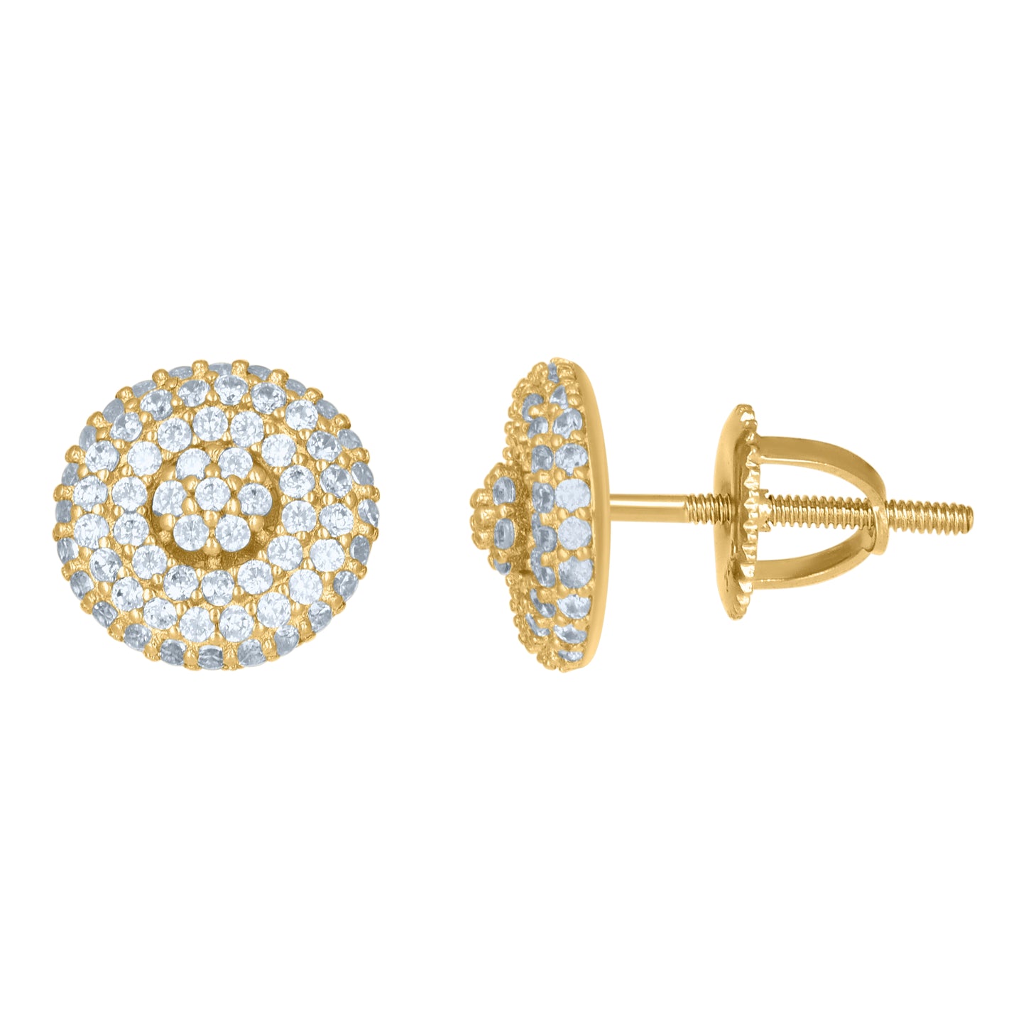Sterling Silver Or Yellow-Tone Mens Cubic-Zirconia Fashion Stud Earrings