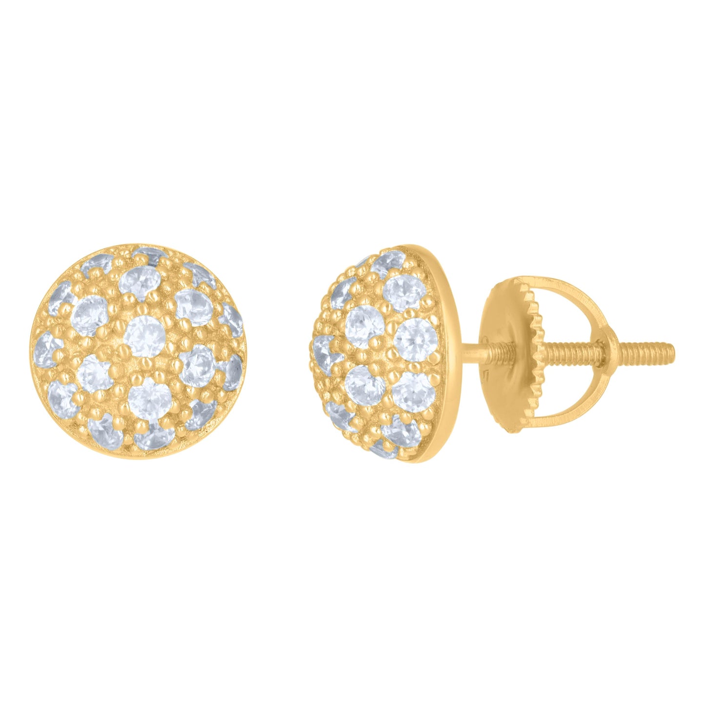 Sterling Silver Or Yellow-Tone Mens Cubic-Zirconia Fashion Stud Earrings