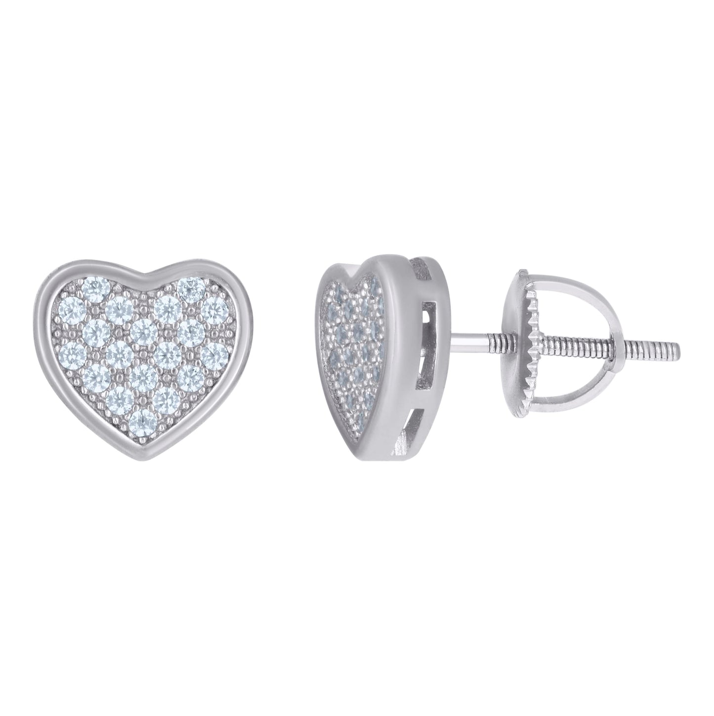 Sterling Silver Or Yellow-Tone Womens Cubic-Zirconia Heart Stud Earrings