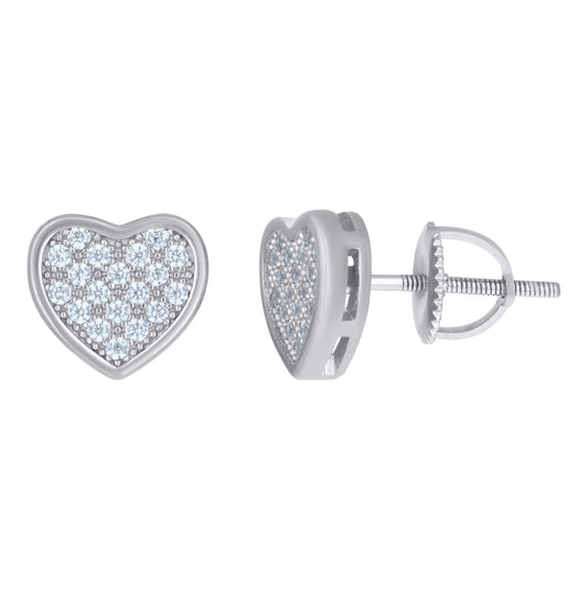 Sterling Silver Or Yellow-Tone Womens Cubic-Zirconia Heart Stud Earrings