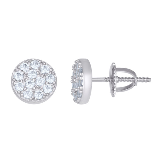Sterling Silver Or Yellow-Tone Womens Cubic-Zirconia Round Fashion Stud Earrings