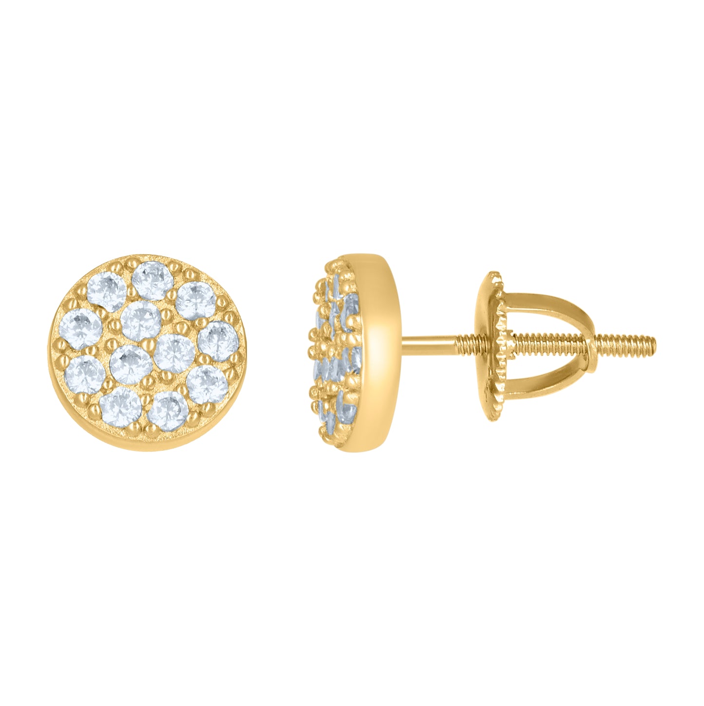 Sterling Silver Or Yellow-Tone Womens Cubic-Zirconia Round Fashion Stud Earrings