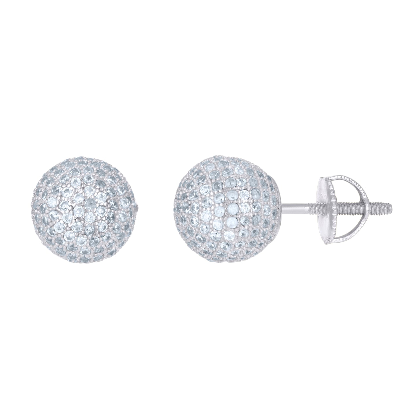 Sterling Silver Or Yellow-Tone Mens Cubic-Zirconia Ball Stud Earrings