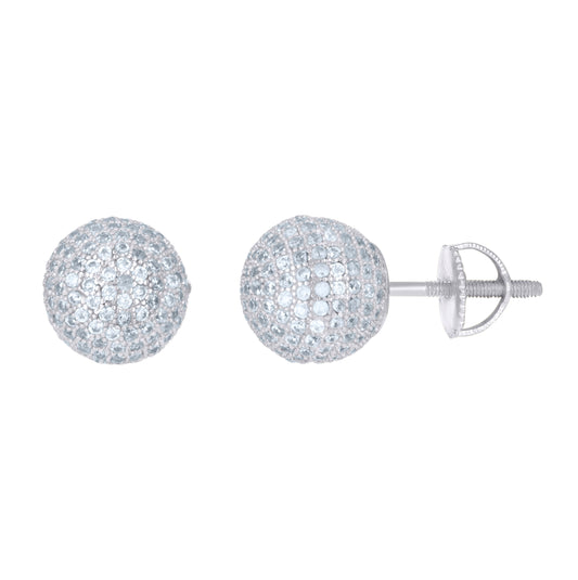 Sterling Silver Or Yellow-Tone Mens Cubic-Zirconia Ball Stud Earrings