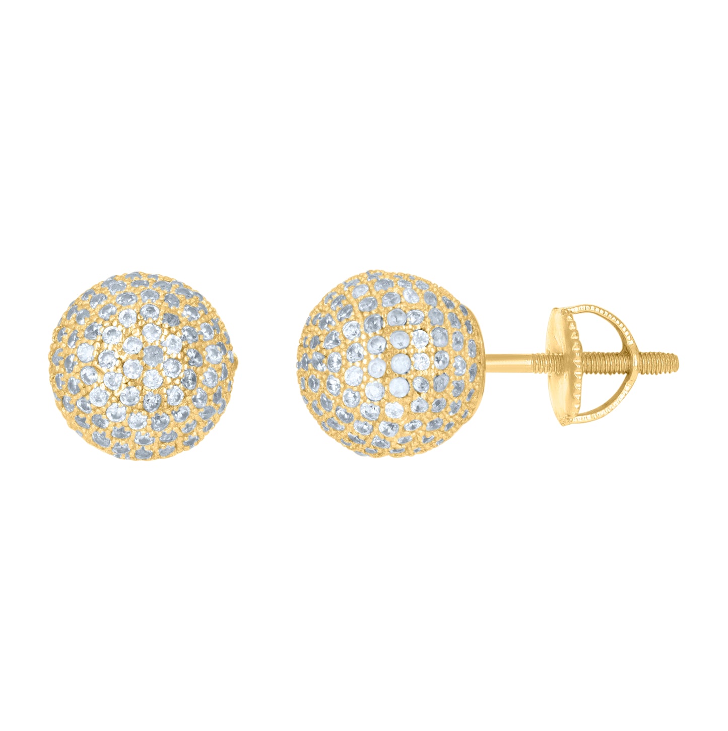 Sterling Silver Or Yellow-Tone Mens Cubic-Zirconia Ball Stud Earrings