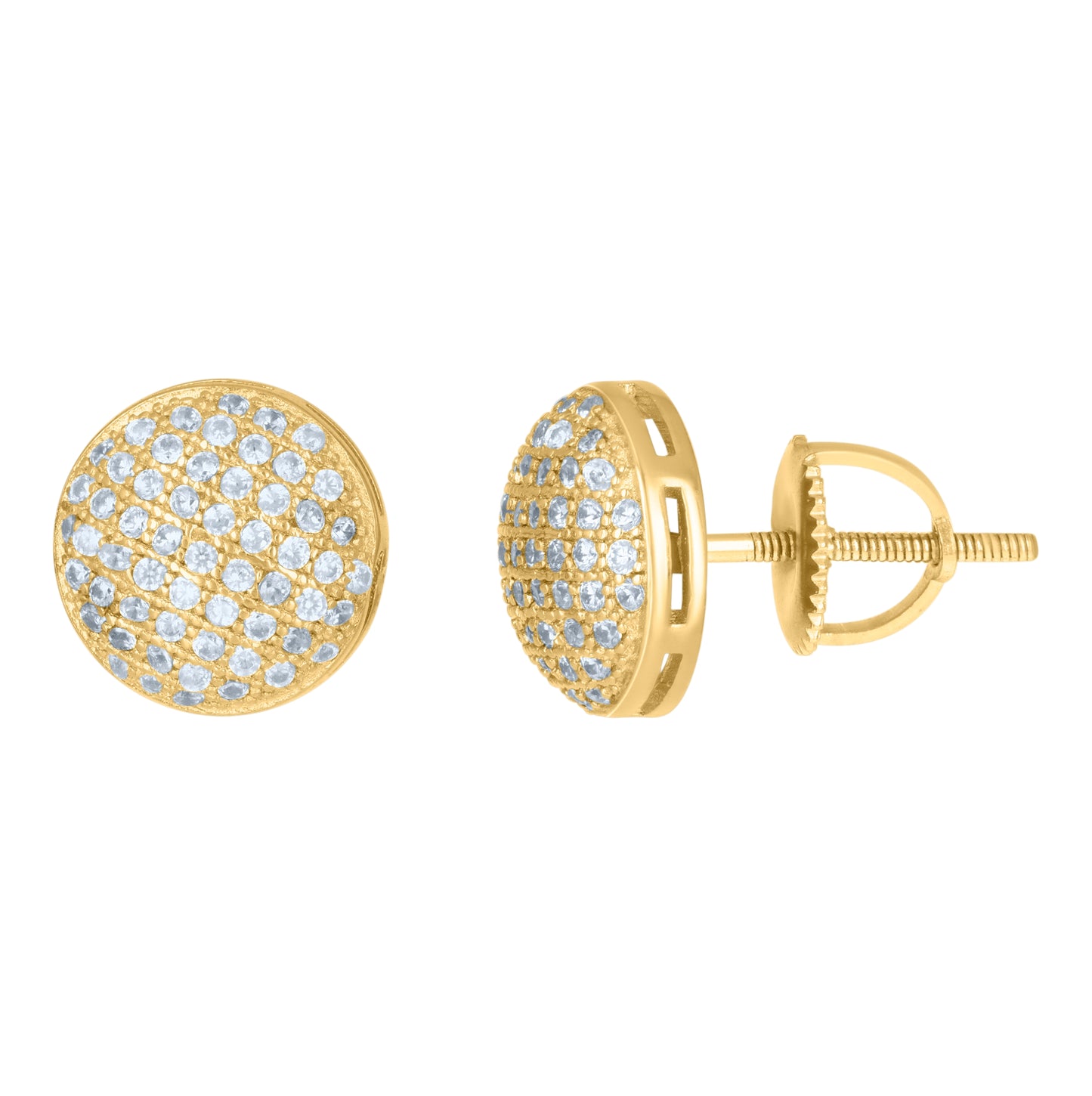 Sterling Silver Or Yellow-Tone Mens Cubic-Zirconia Fashion Stud Earrings