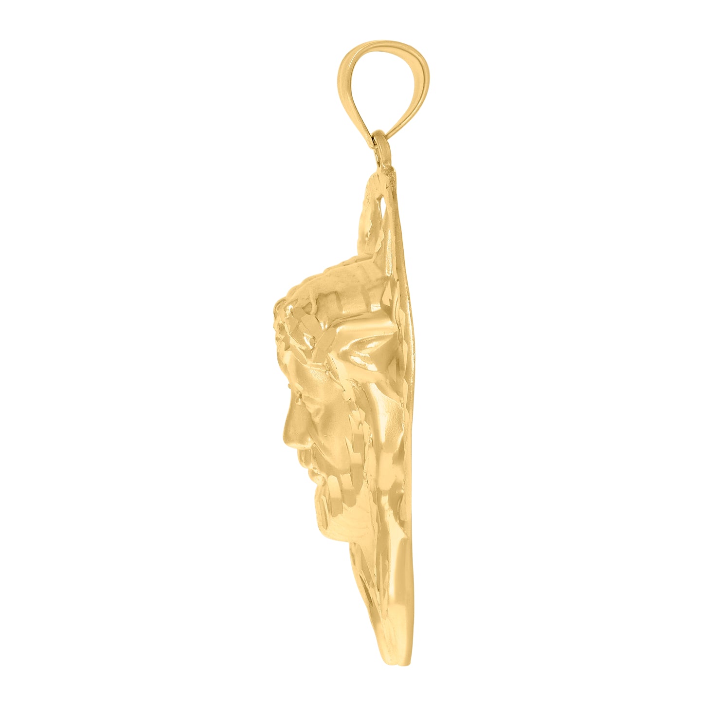 10K Yellow Gold Mens Medallion Jesus Religious Charm Pendant