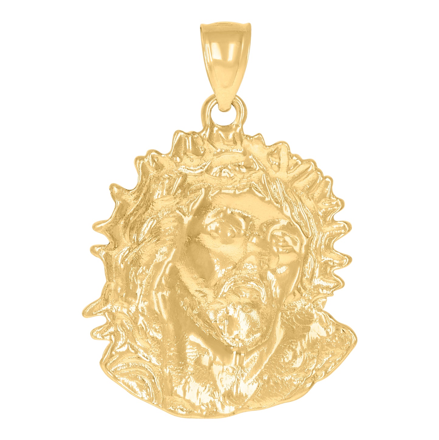 10K Yellow Gold Mens Jesus Religious Charm Pendant