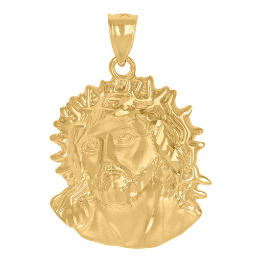 10K Yellow Gold Mens Jesus Religious Charm Pendant