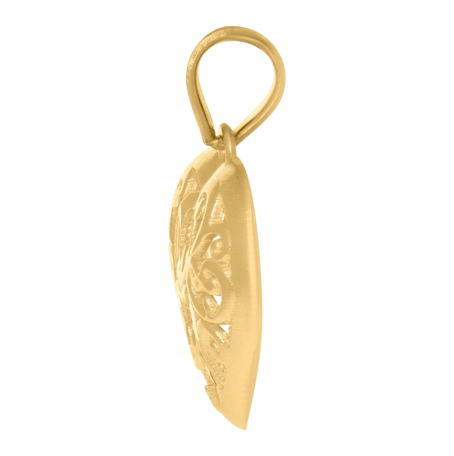 10K Yellow Gold Womens Scroll Heart Charm Pendant