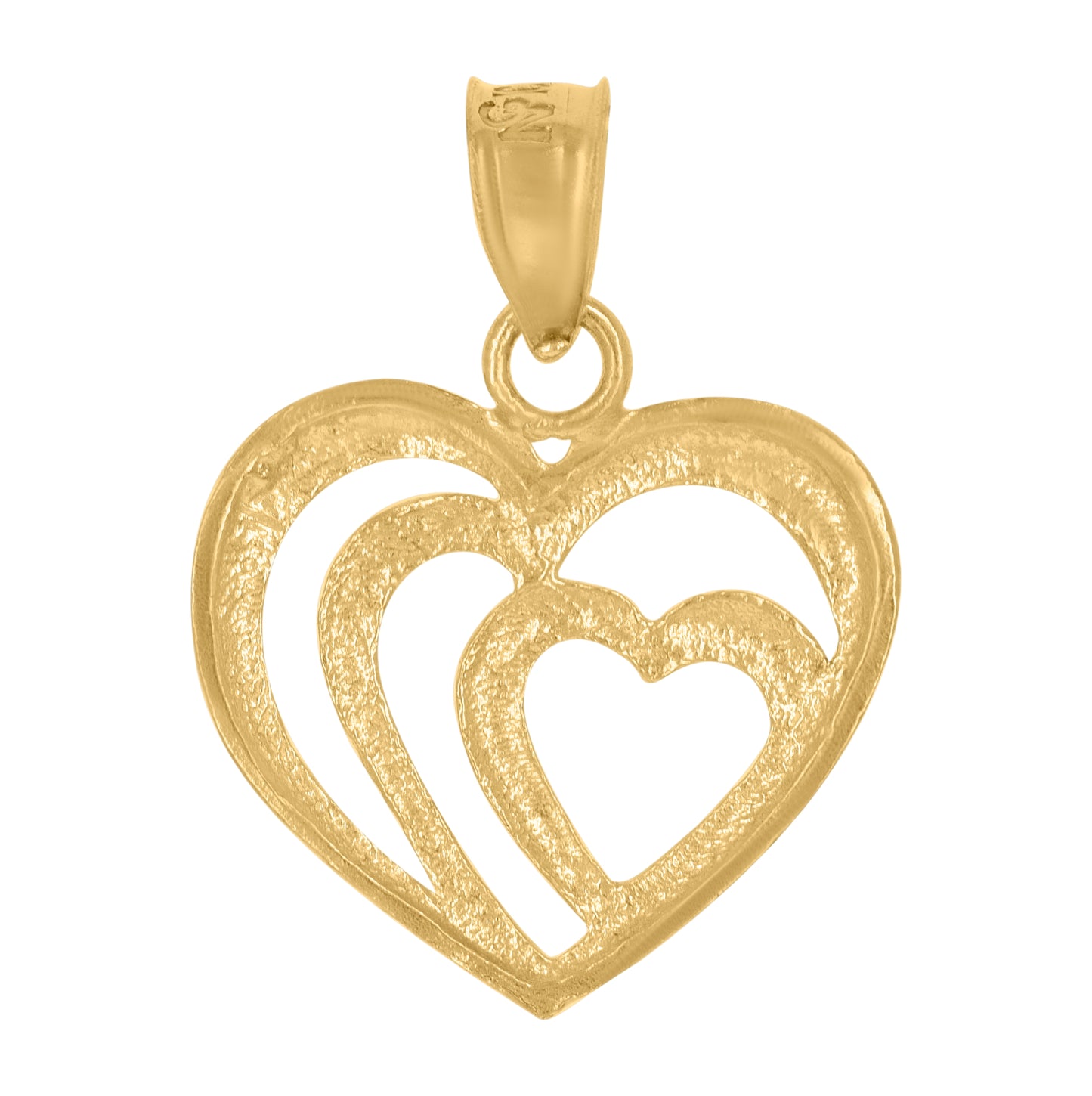 10K Yellow Gold Womens Triple Heart Charm Pendant