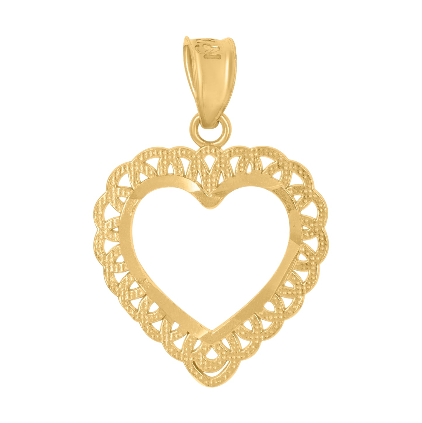 10K Yellow Gold Womens Heart Charm Pendant