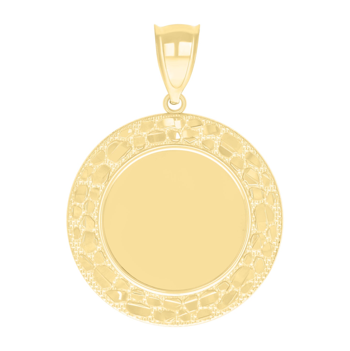 10K Yellow Gold Mens Nugget Medallion Fashion Charm Pendant