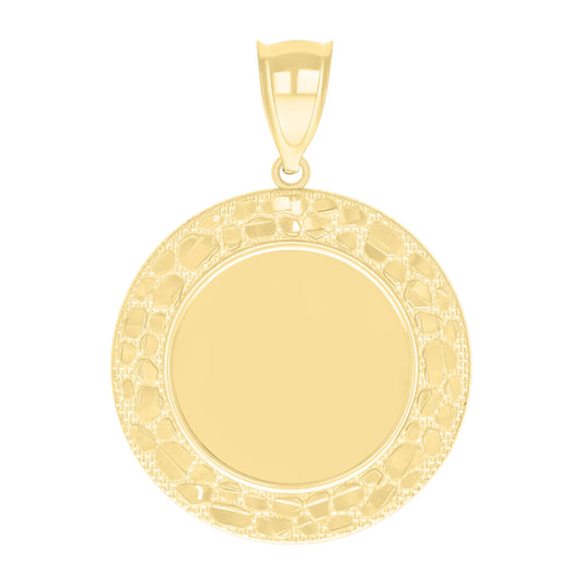 10K Yellow Gold Mens Nugget Medallion Fashion Charm Pendant