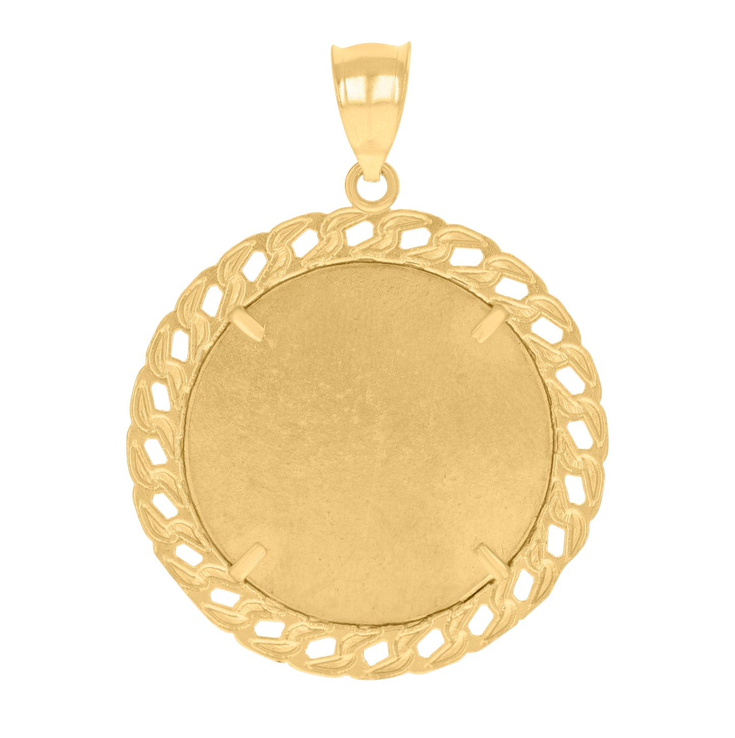 10K Yellow Gold Mens Cuban Photo Frame Charm Pendant