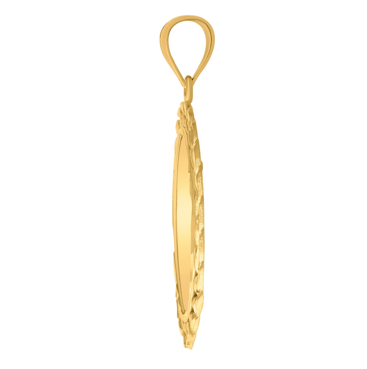 10K Yellow Gold Mens Cuban Photo Frame Charm Pendant