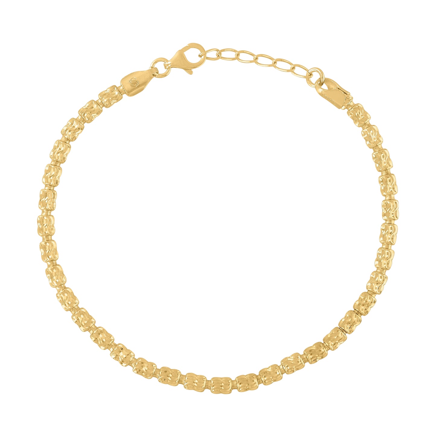 Sterling Silver Yellow-Tone Womens Barrel Typhoon Chain Anklet 4 mm Size 10 Inches