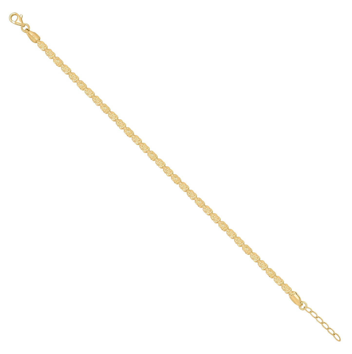 Sterling Silver Yellow-Tone Womens Barrel Typhoon Chain Anklet 4 mm Size 10 Inches