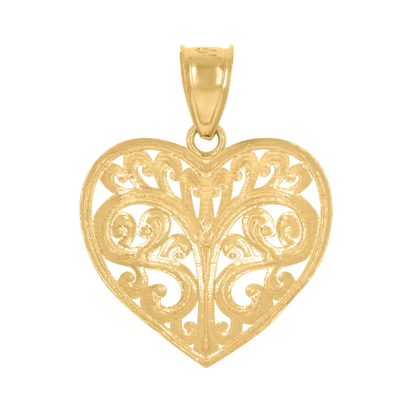 10K Yellow Gold Womens Heart Charm Pendant