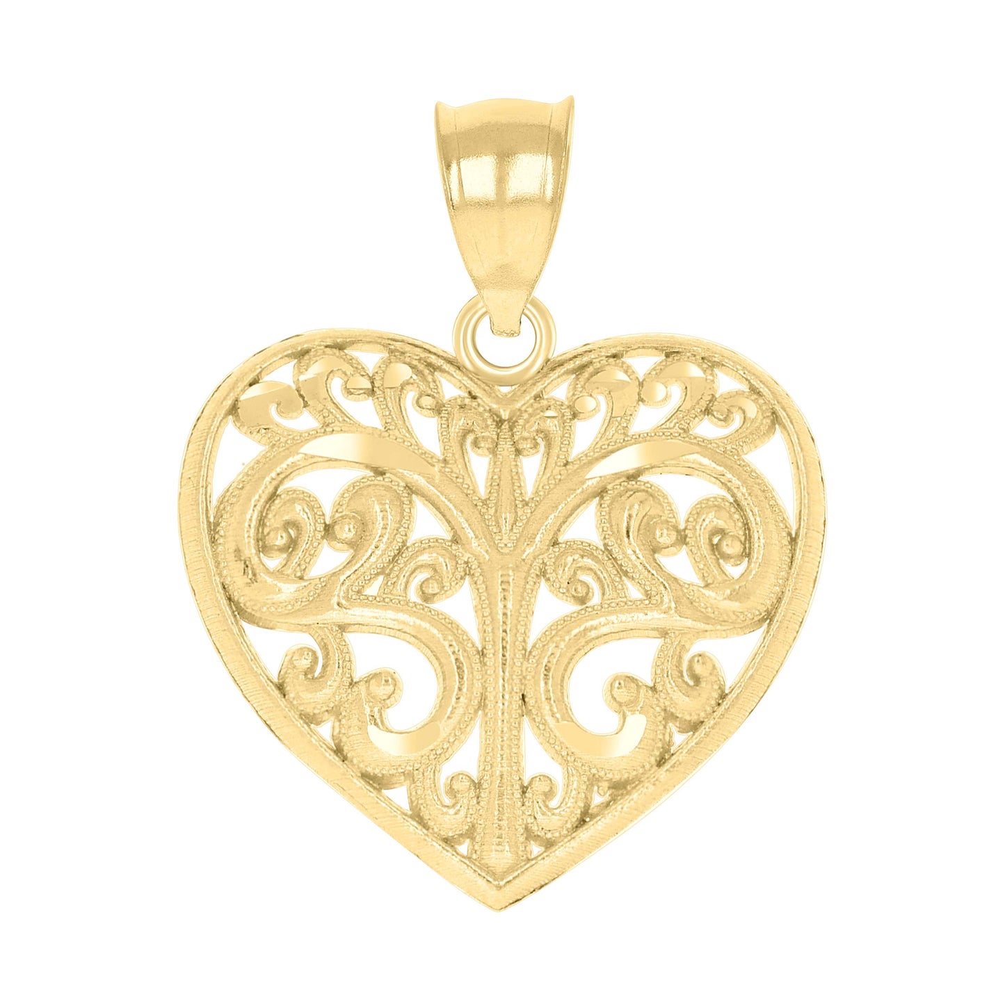 10K Yellow Gold Womens Heart Charm Pendant