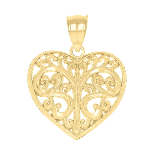 10K Yellow Gold Womens Heart Charm Pendant