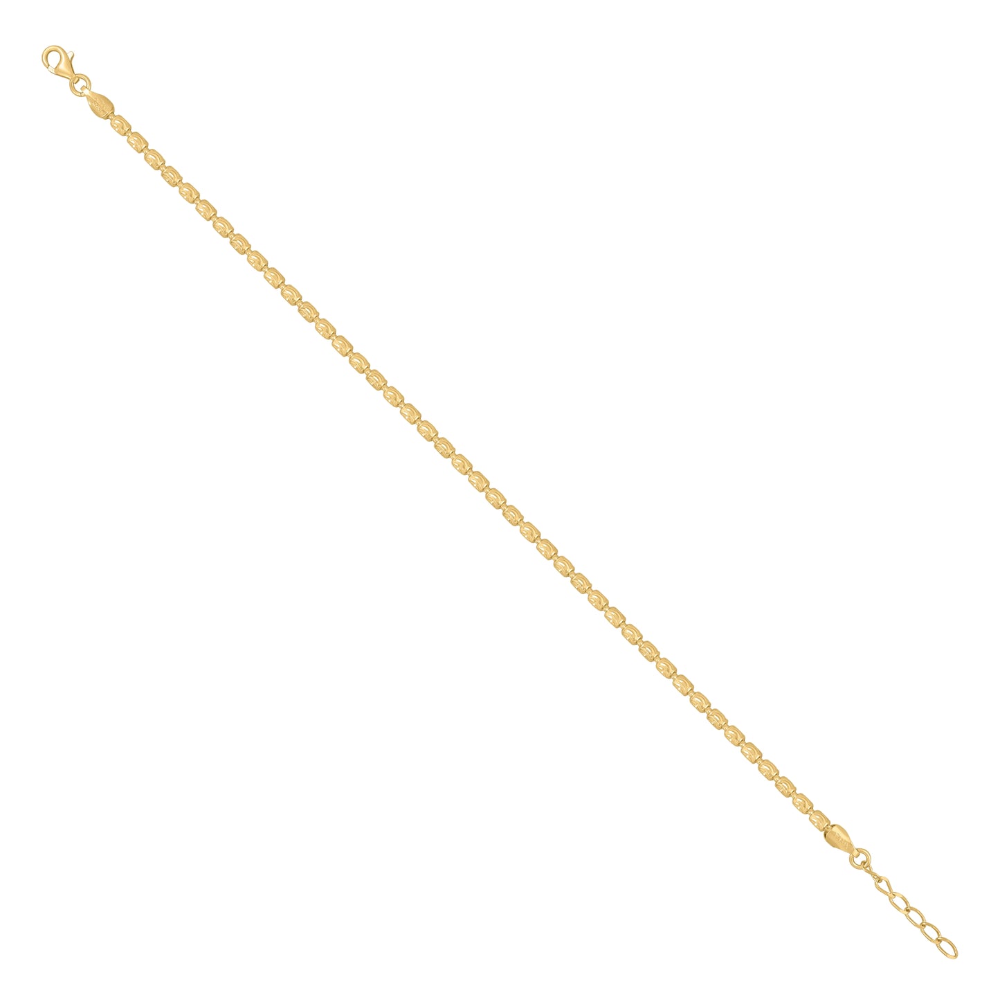 Sterling Silver Yellow-Tone Womens Barrel Moon-Cut Chain Anklet 3 mm Size 10 Inches