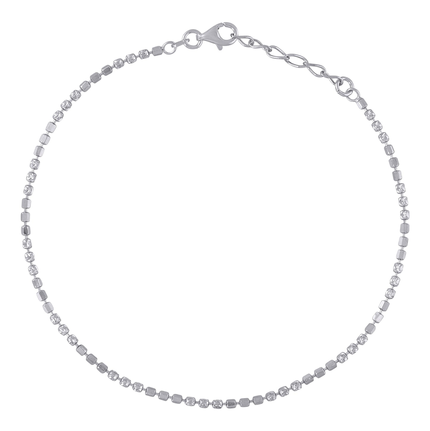 Sterling Silver Womens Fancy Moon-Cut Chain Anklet 2 mm Size 10 Inches