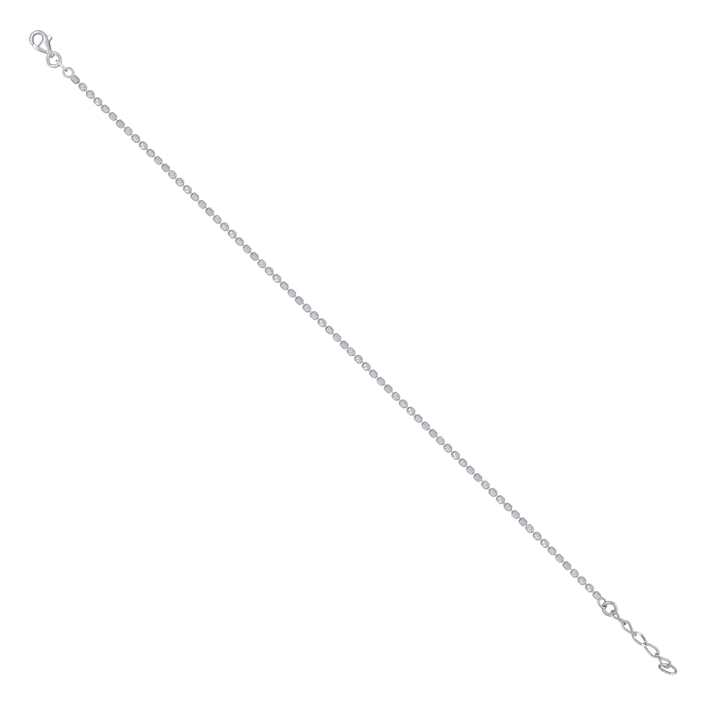 Sterling Silver Womens Fancy Moon-Cut Chain Anklet 2 mm Size 10 Inches