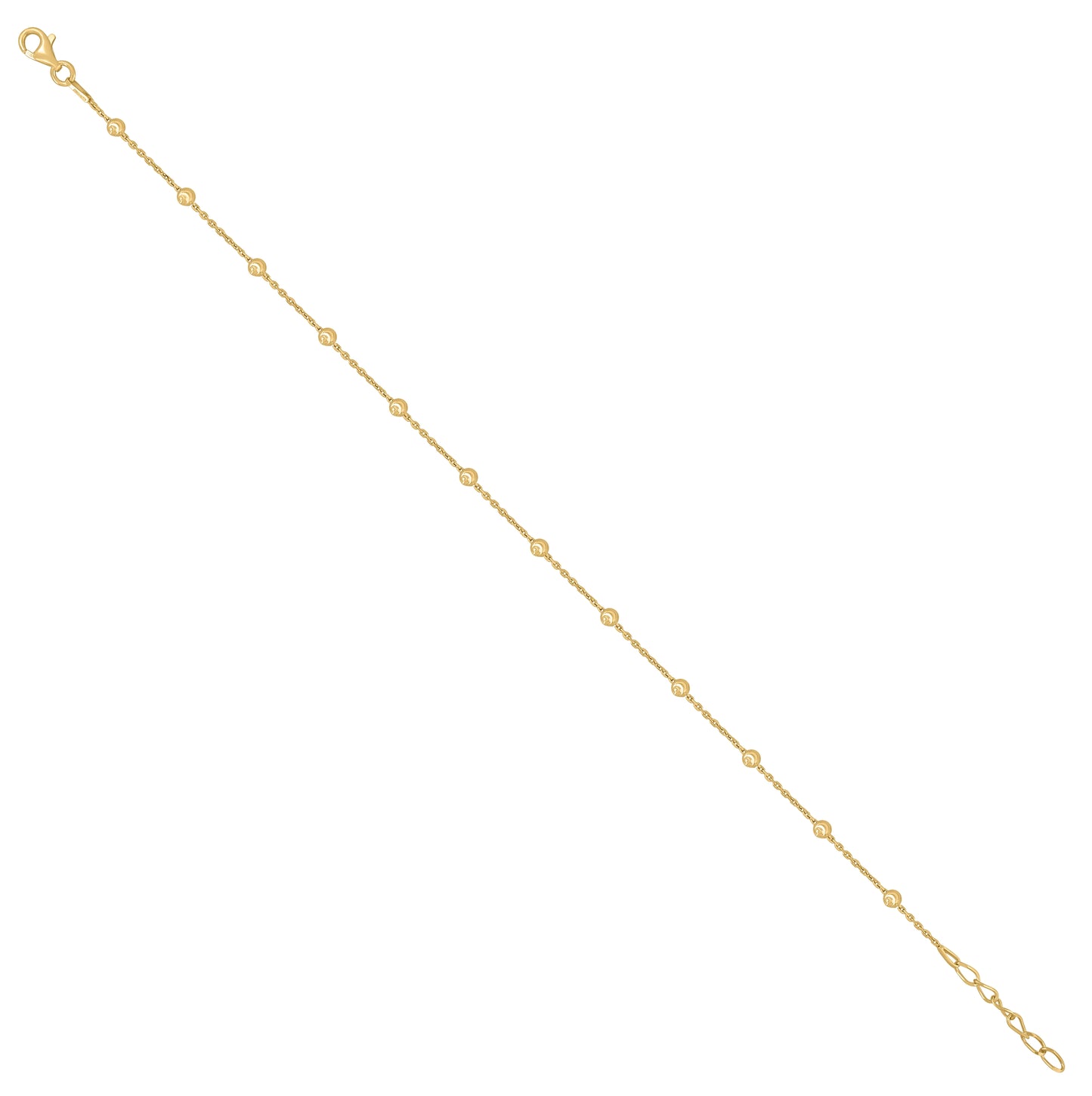 Sterling Silver Womens Station Round Chain Anklet 3 mm Size 10 Inches