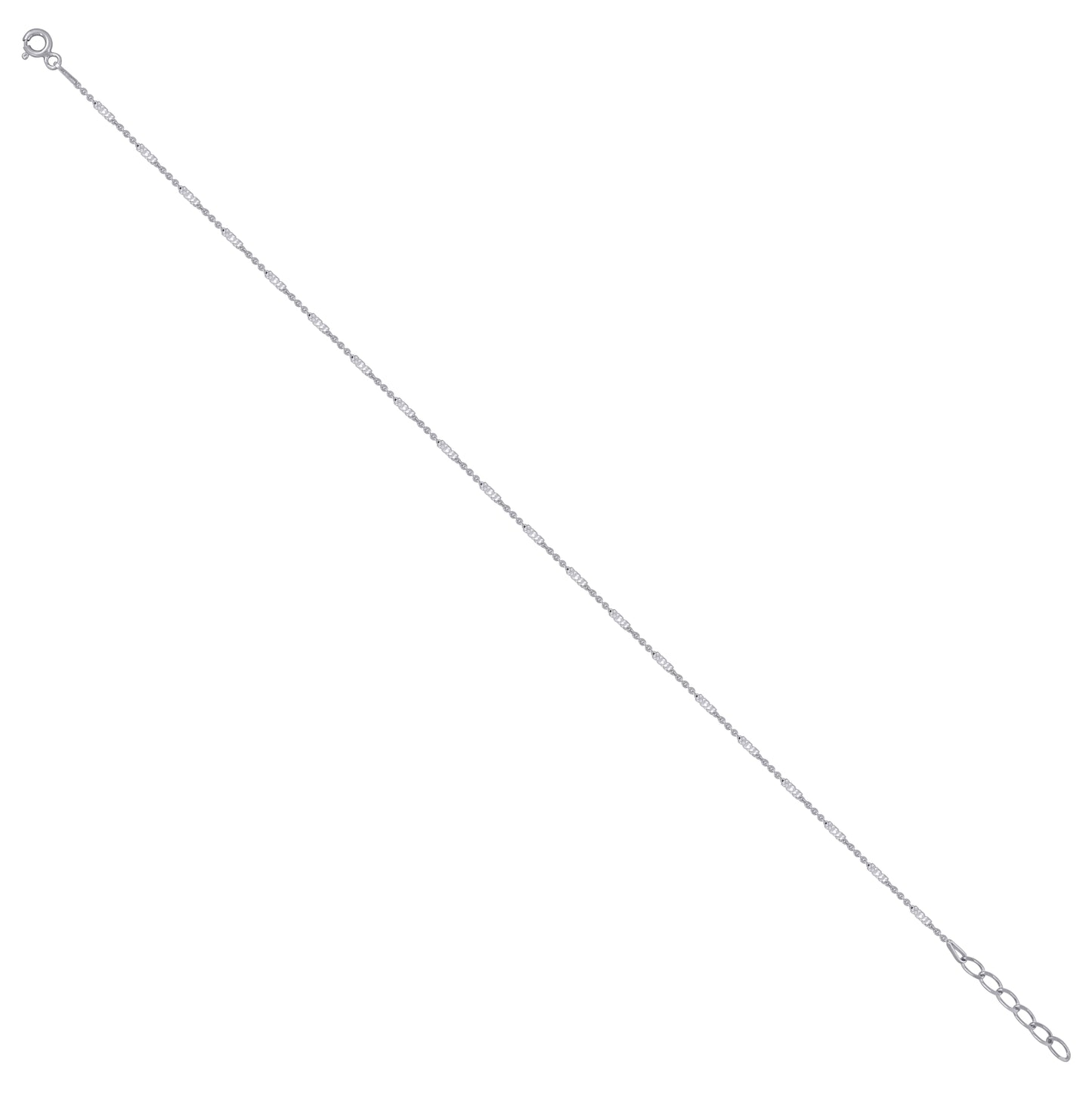 Sterling Silver Womens Tube Brite Chain Anklet 1.5 mm Size 10 Inches