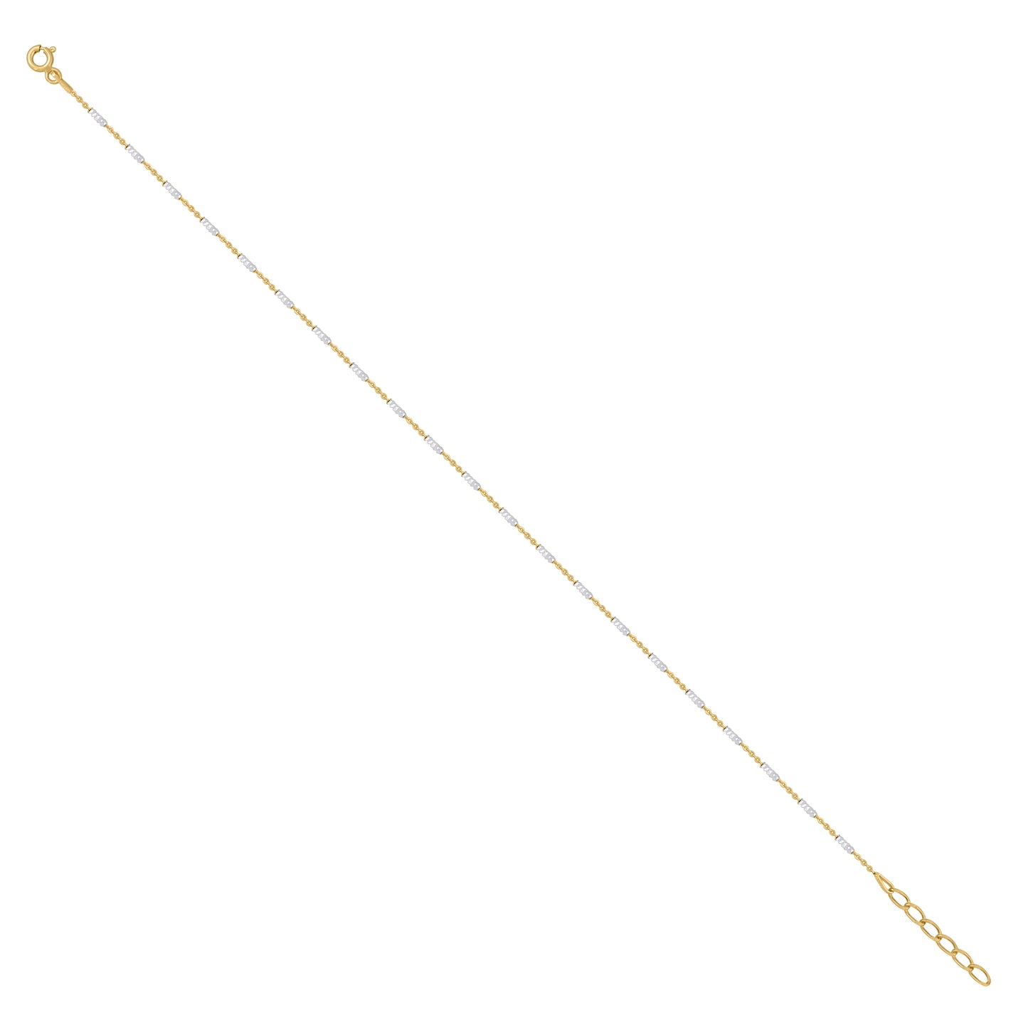 Sterling Silver Womens Tube Brite Chain Anklet 1.5 mm Size 10 Inches